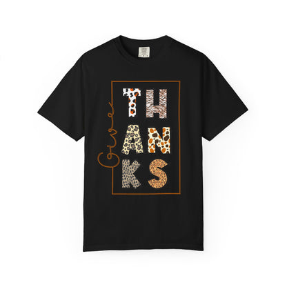Give Thanks T-shirt | Thanksgiving Leopard Animal Print Letters
