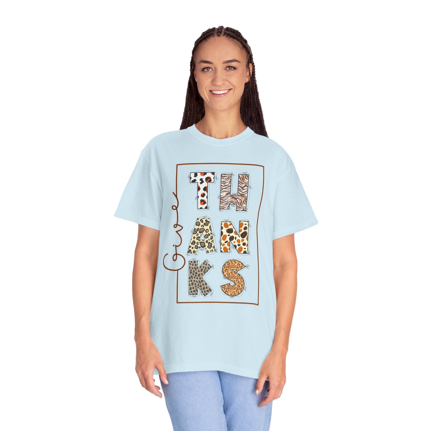 Give Thanks T-shirt | Thanksgiving Leopard Animal Print Letters