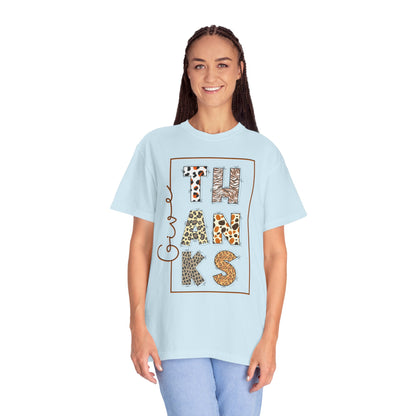 Give Thanks T-shirt | Thanksgiving Leopard Animal Print Letters