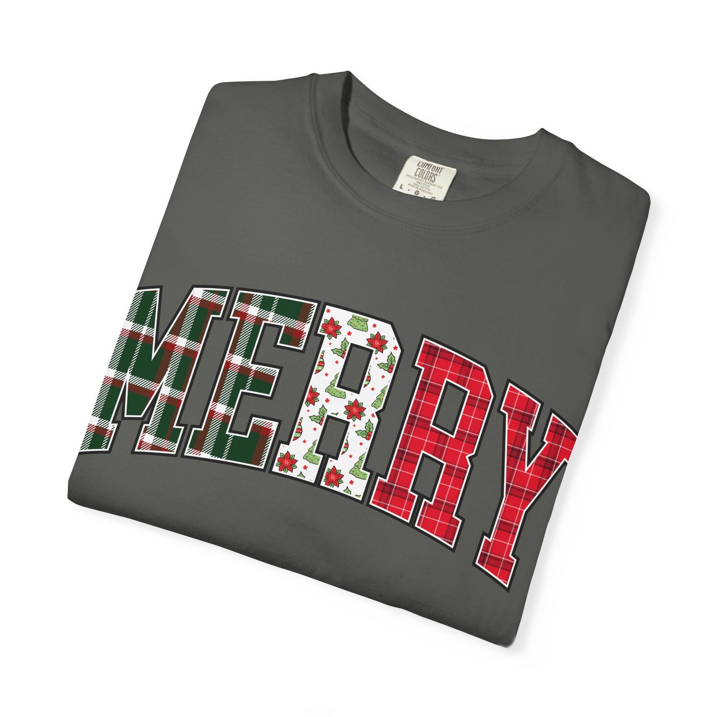 Merry Christmas T-shirt | Xmas Tees |  Xmas Gift Idea | Cute Winter Holiday Outfit | Patchwork Merry Christmas