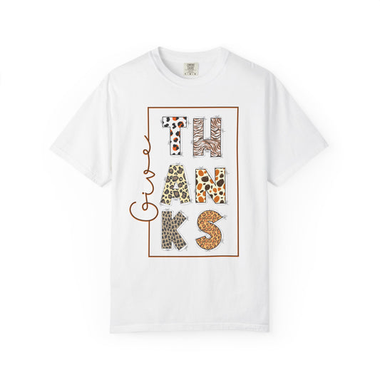 Give Thanks T-shirt | Thanksgiving Leopard Animal Print Letters