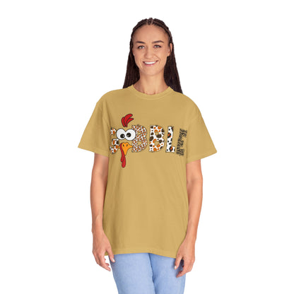 Gobble Turkey Graphic T-shirt | Thanksgiving Turkey Shirt, Leopard Print Letters