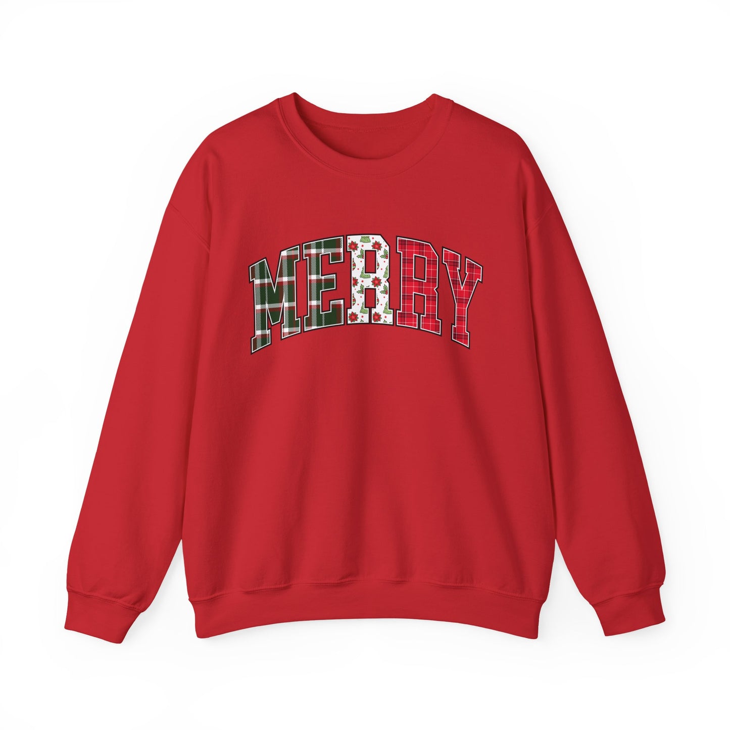 Merry Christmas Sweatshirt | Christmas Family crewneck |  Xmas Gift Idea | Cute Winter Holiday Sweater | Patchwork Merry Christmas