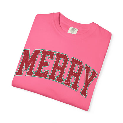 Retro Merry T-shirt | Festive Holiday Tees| Vintage Merry Shirt | Christmas Outfit | Festive Holiday | Christmas Gift