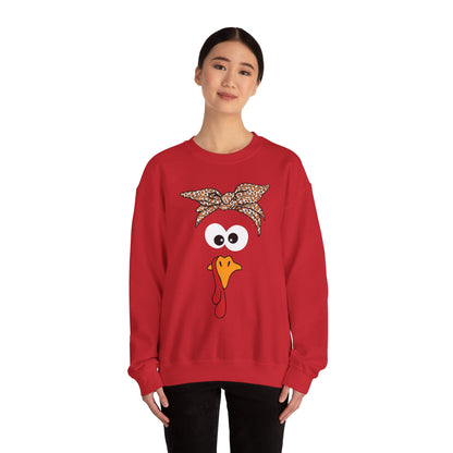 Turkish Bandana Turkey Sweatshirt | Thanksgiving Turkey Face Crewneck