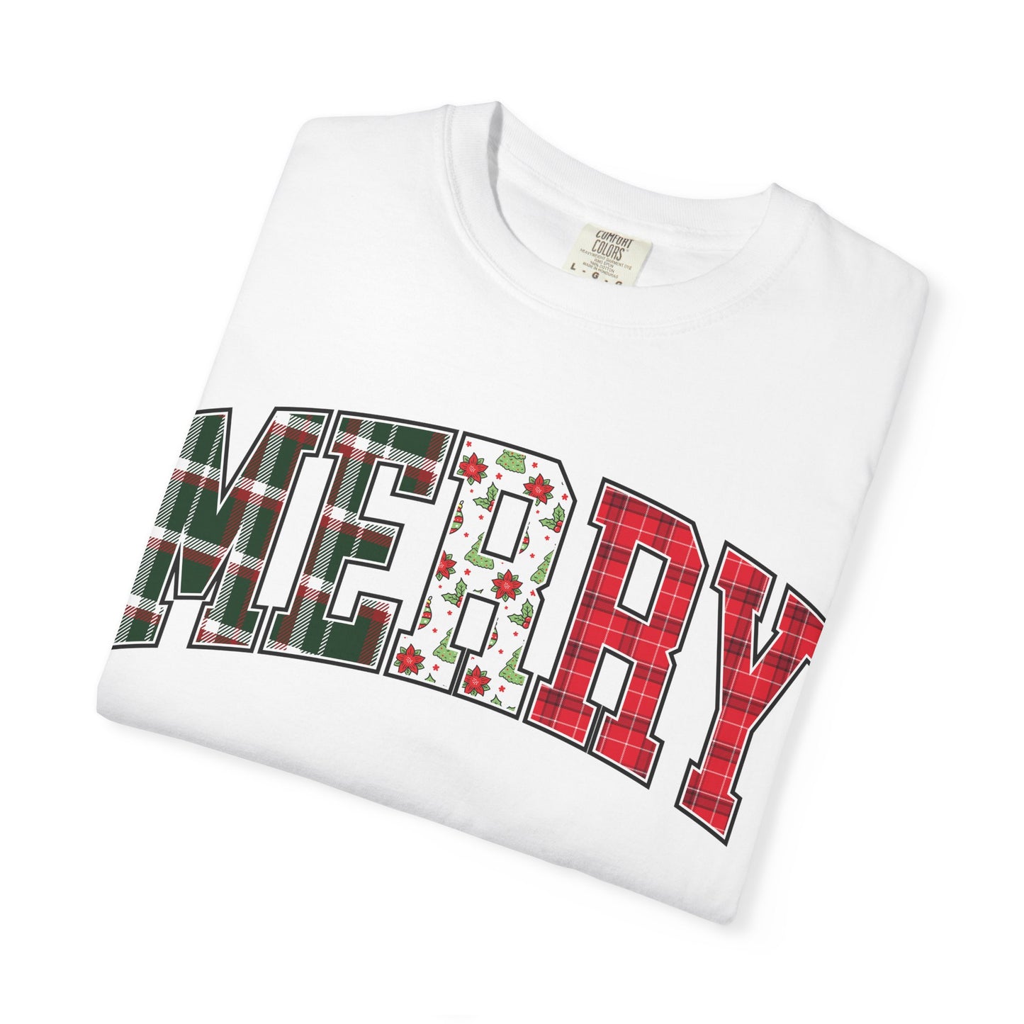 Merry Christmas T-shirt | Xmas Tees |  Xmas Gift Idea | Cute Winter Holiday Outfit | Patchwork Merry Christmas
