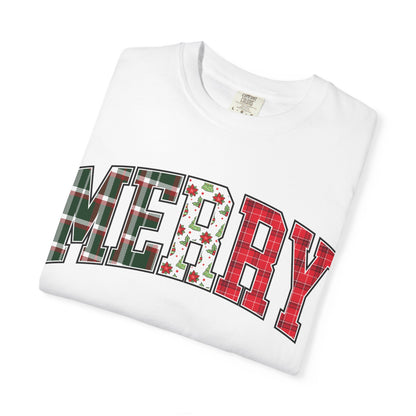 Merry Christmas T-shirt | Xmas Tees |  Xmas Gift Idea | Cute Winter Holiday Outfit | Patchwork Merry Christmas