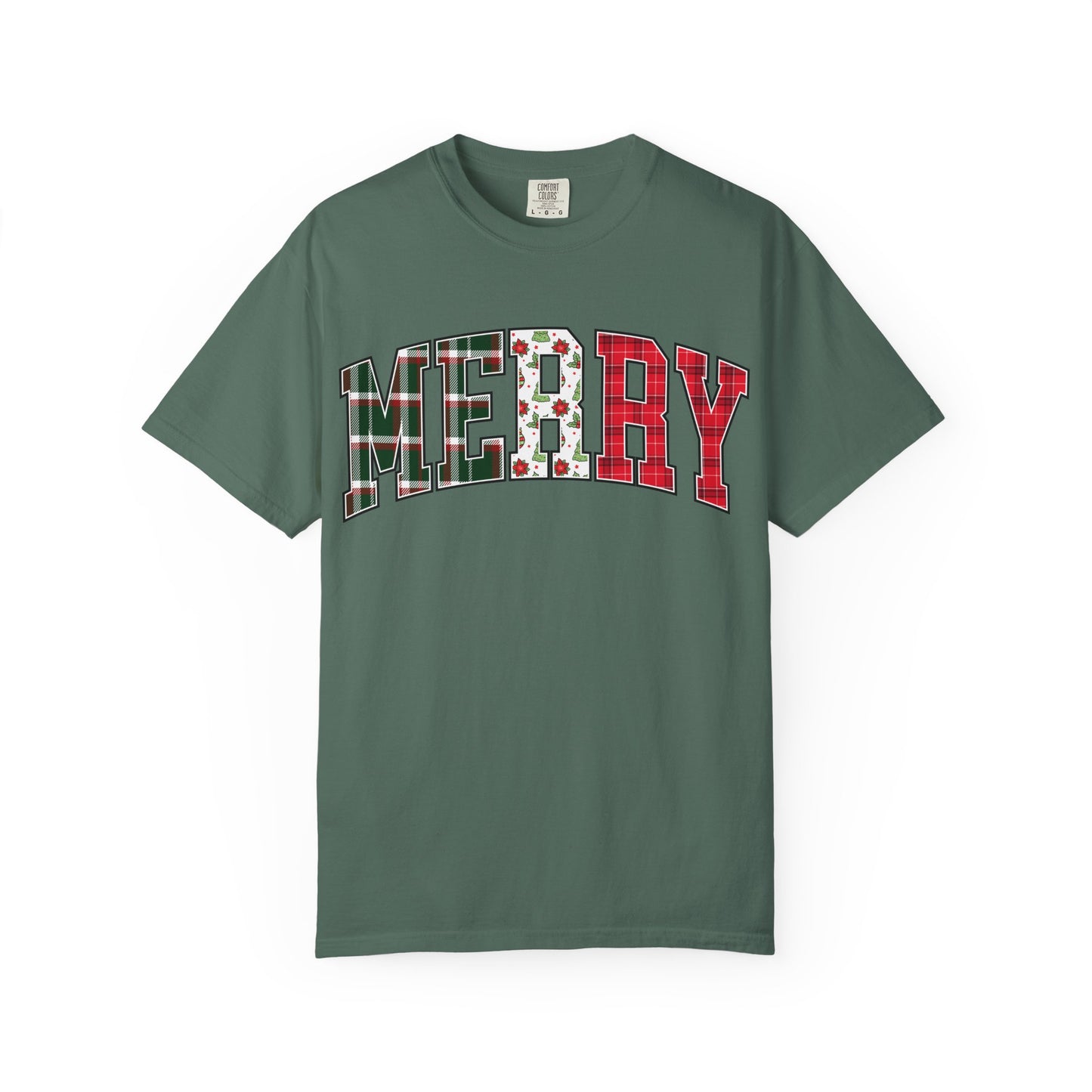 Merry Christmas T-shirt | Xmas Tees |  Xmas Gift Idea | Cute Winter Holiday Outfit | Patchwork Merry Christmas