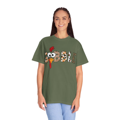 Gobble Turkey Graphic T-shirt | Thanksgiving Turkey Shirt, Leopard Print Letters