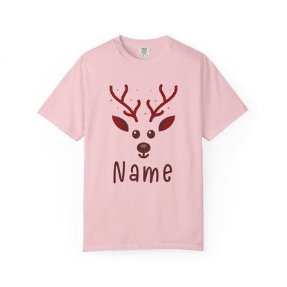 Personalized Kids Christmas Shirt - Girls Reindeer Name Toddler Sweatshirt - Custom Retro Xmas Natural Onesie - Cute Holiday Girls Shirt