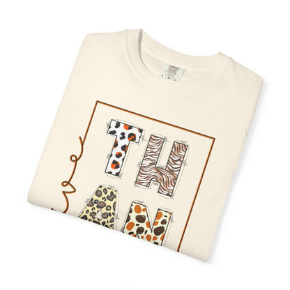 Give Thanks T-shirt | Thanksgiving Leopard Animal Print Letters