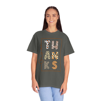 Give Thanks T-shirt | Thanksgiving Leopard Animal Print Letters