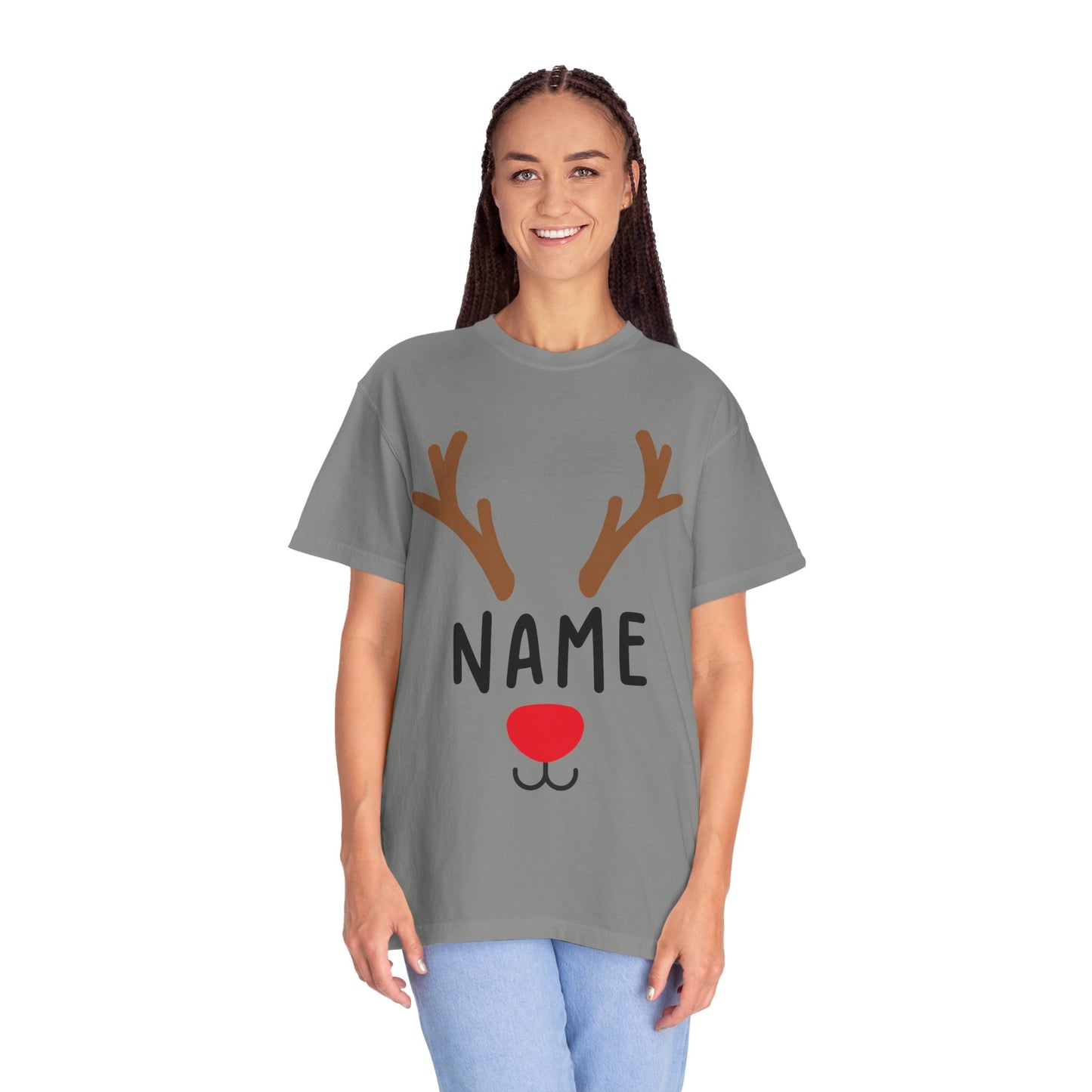 Matching Christmas Kids Shirts | Cute Custom Name Reindeer Graphic Sweatshirt for Family | Funny Customizable Family Christmas Shirts