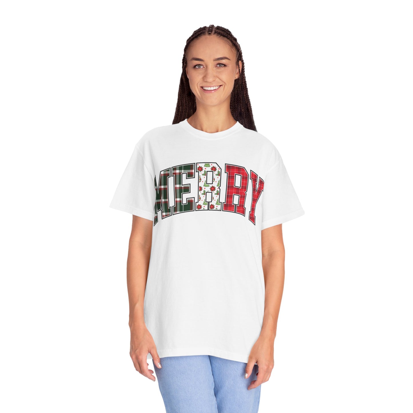 Merry Christmas T-shirt | Xmas Tees |  Xmas Gift Idea | Cute Winter Holiday Outfit | Patchwork Merry Christmas