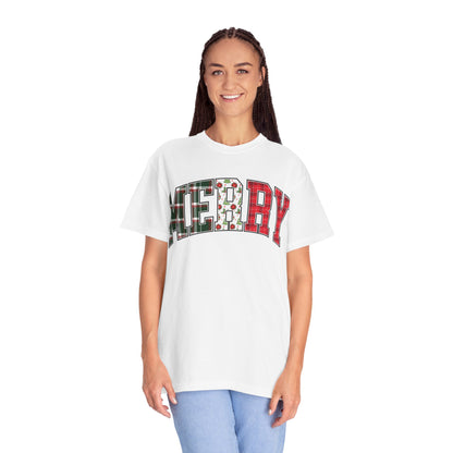 Merry Christmas T-shirt | Xmas Tees |  Xmas Gift Idea | Cute Winter Holiday Outfit | Patchwork Merry Christmas
