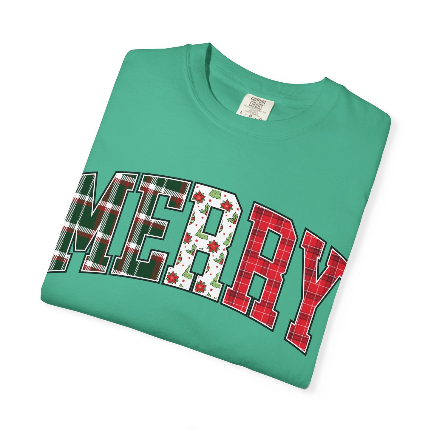 Merry Christmas T-shirt | Xmas Tees |  Xmas Gift Idea | Cute Winter Holiday Outfit | Patchwork Merry Christmas