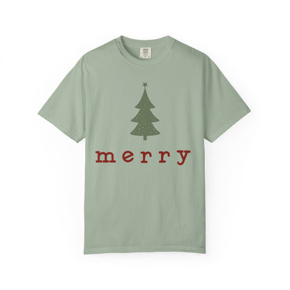 Retro Merry T-shirt | Merry Christmas Tees | Festive Holiday Outfit | Gift for Women | Christmas Minimalist T-shirt