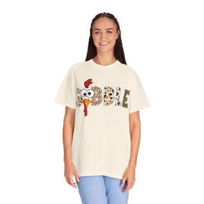 Gobble Turkey Graphic T-shirt | Thanksgiving Turkey Shirt, Leopard Print Letters