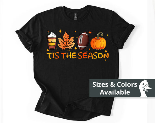 Seasonal Fall T-Shirt: Football and Pumpkin Design