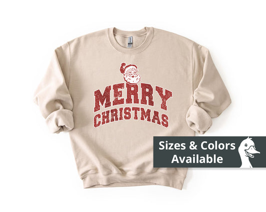 Retro Merry Christmas Santa Sweatshirt | Unisex Holiday Season Sweater | Santa Claus Sweatshirt | Christmas Gift | Christmas Season Top