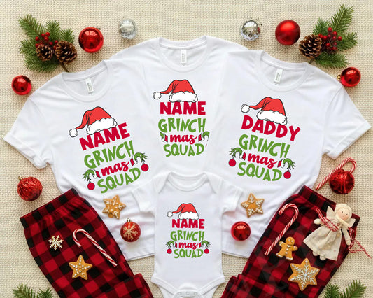 Custom Grinch Mas Family Squad | Christmas Matching Grinch Squad Family Sweatshirt | Personalized Grinch Sewater |