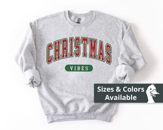 Womens Christmas Sweatshirt | Retro Christmas Vibes Sweatshirt | Holiday Sweater