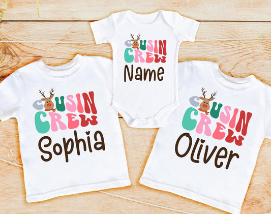 Personalized Christmas Cousin Crew Shirt | Groovy Cousin Crew Sweatshirt | Retro Kids Shirt-Cousin Crew Onesie | Matching Family Christmas