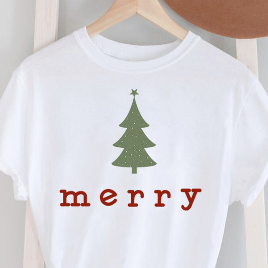 Retro Merry Tree Women Shirt | Merry Christmas Tree Outfit | Festive Holiday Pullover