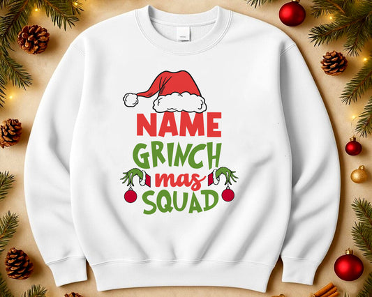 Custom Grinch Mas Family Squad | Christmas Matching Grinch Squad Family Sweatshirt | Personalized Grinch Sewater |