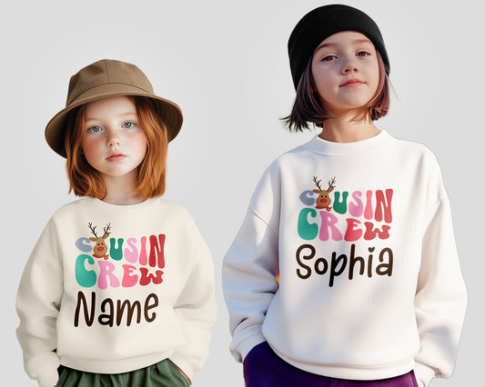 Personalized Christmas Cousin Crew Shirt | Groovy Cousin Crew Sweatshirt | Retro Kids Shirt-Cousin Crew Onesie | Matching Family Christmas