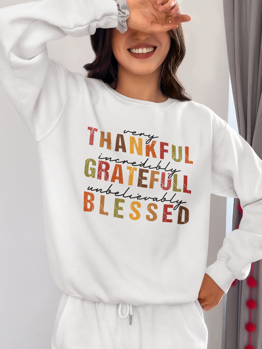 Thankful Grateful Blessed Sweatshirt: Cozy Thanksgiving Style