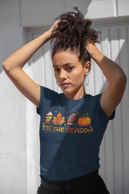 Seasonal Fall T-Shirt: Football and Pumpkin Design